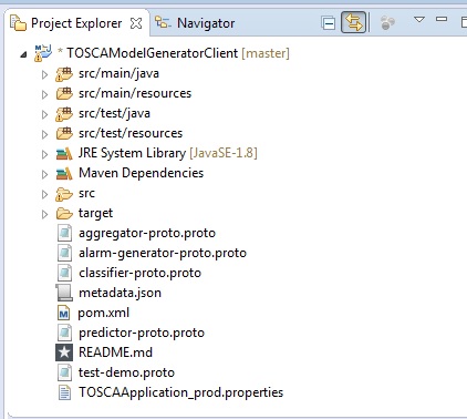 Eclipse Project Explorer for TOSCAModelGeneratorClient